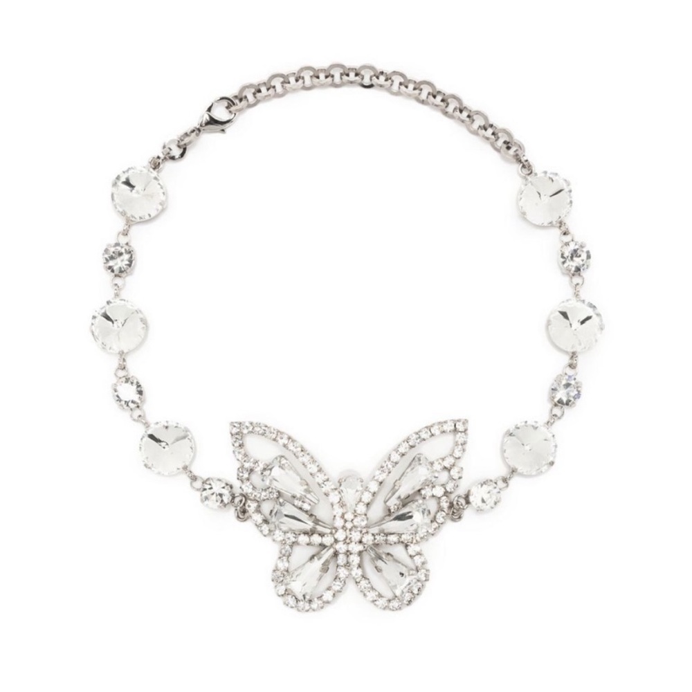 Alessandra Rich
butterfly-charm chocker necklace